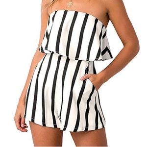 Black and white striped romper